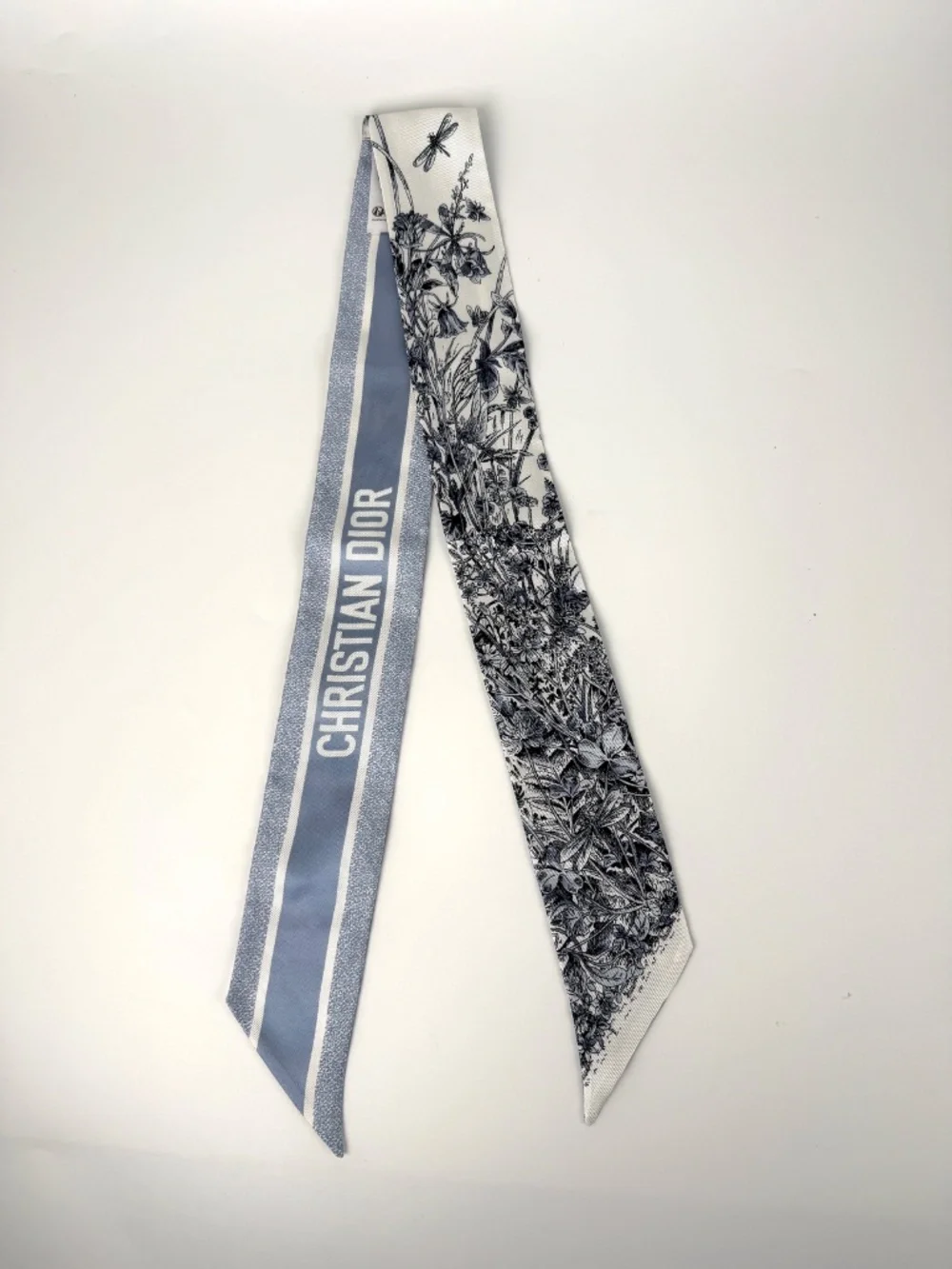 Christian Dior Dioriviera Tiole de Jouy Mitzah Blue Silk Floral Bandeau Scarf
